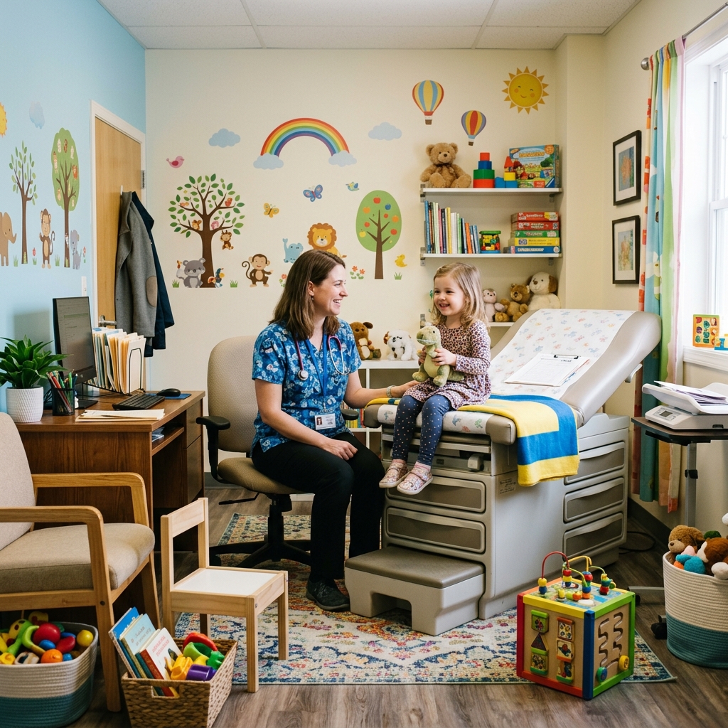 Pediatrician examining child Tirupati